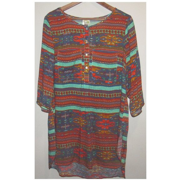 Fig and Flower Aztec Shirt Dress - Picture 3 of 4